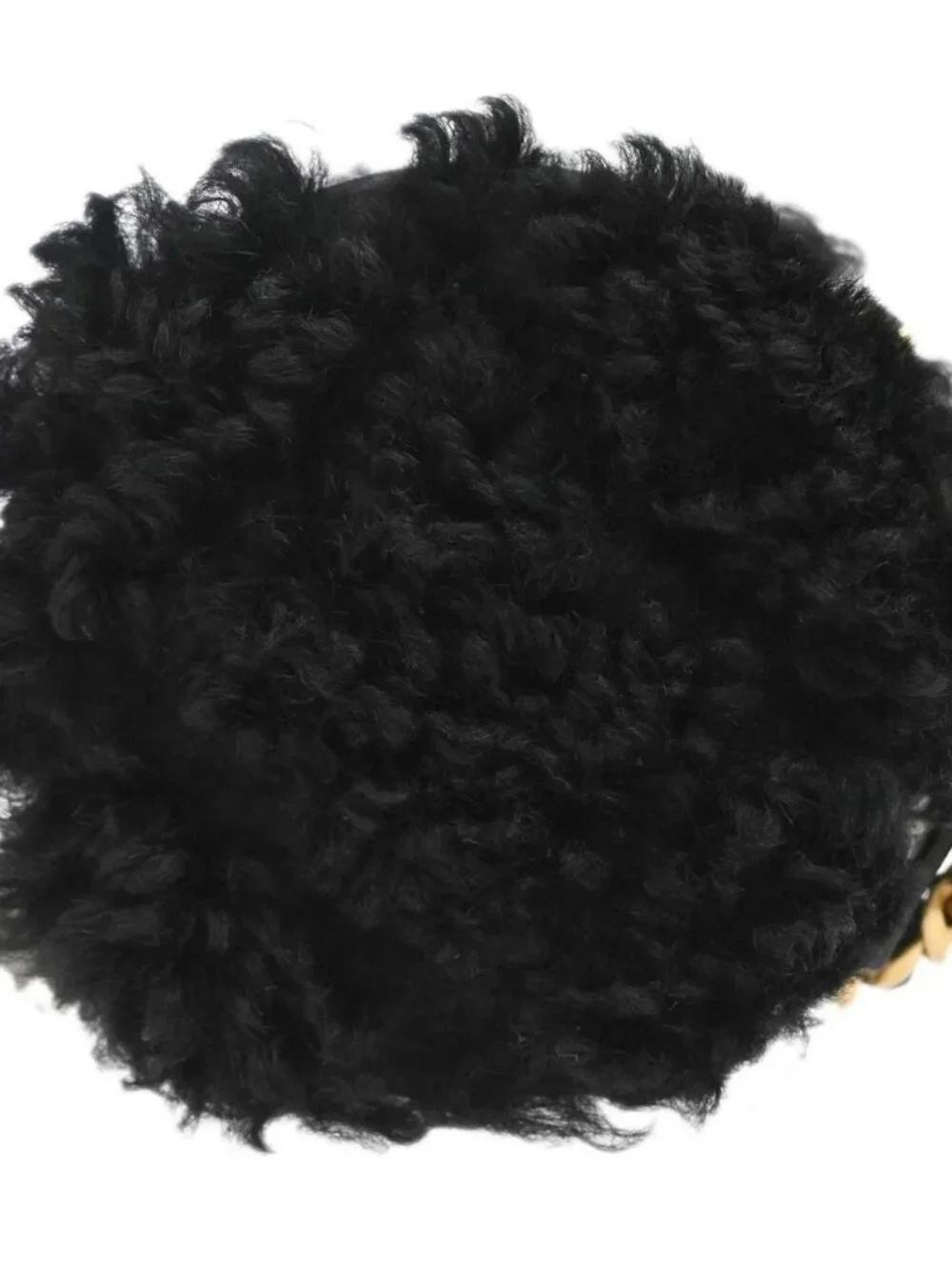 Chanel Black Fur 19 Round Chain Shoulder Bag NQ11428